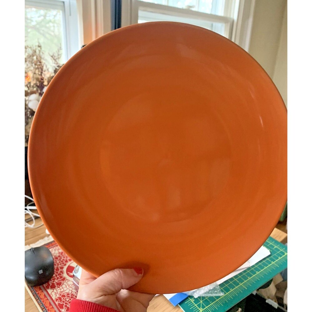 Vintage Royal Norfolk Orange Ribbed 10 ½" Santa Fe Dinner Plates, Set of 2